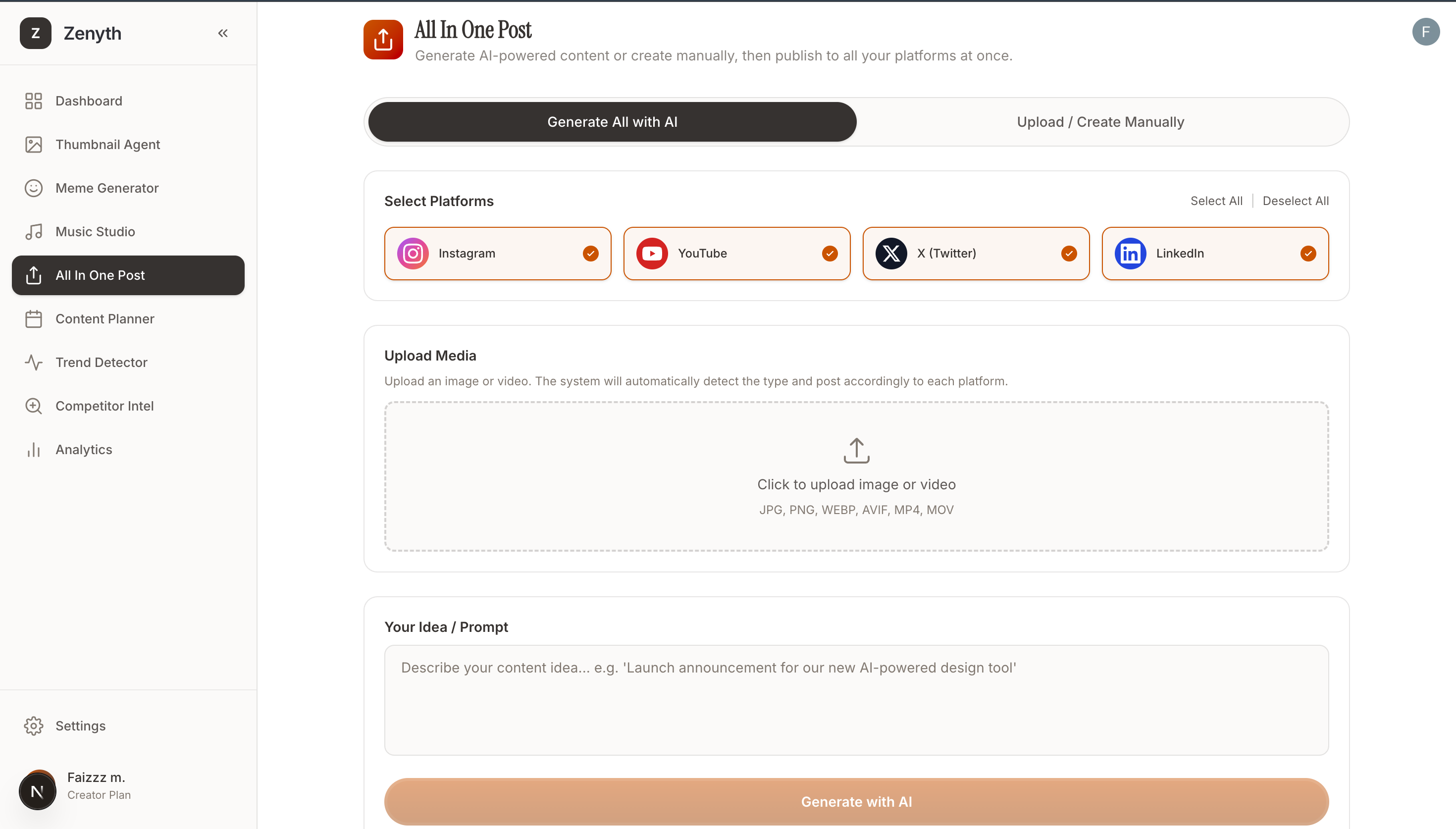 AI Content Dashboard - Meme Generator